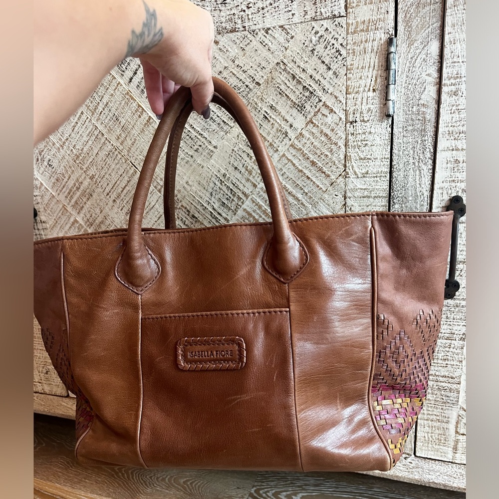Isabella fiore woven leather tote bag - Picture 6 of 16